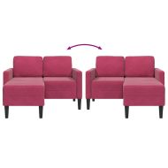 Двуместен диван с шезлонг L-образна форма Виненочервено 125 см