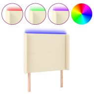 LED горна табла за легло, кремава, 103x16x118/128 см