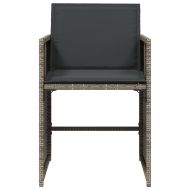 Градински столове с възглавници, 4 бр, сиви, полиратан