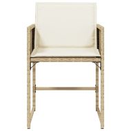 Градински столове с възглавници, 4 бр, бежови полиратан