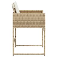 Градински столове с възглавници, 4 бр, бежови полиратан