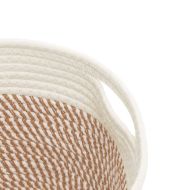 Кош за съхранение, 2 бр, кафяво и бяло, Ø24x18 см, памук