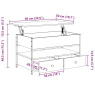 Кафе маса, сонома дъб, 85x50x50 см, инженерно дърво и метал