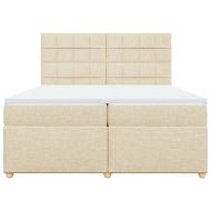 Боксспринг легло с матрак, кремаво, 200x200 см, плат