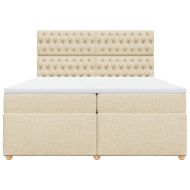 Боксспринг легло с матрак, кремаво, 200x200 см, плат