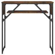 Конзолна маса с рафт, опушен дъб, 75x30x75 см, инженерно дърво