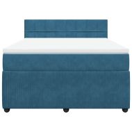 Боксспринг легло с матрак, синьо, 160x200 см, кадифе