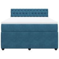 Боксспринг легло с матрак, синьо, 160x200 см, кадифе