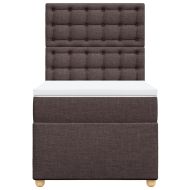 Боксспринг легло с матрак, тъмнокафяво, 80x200 см, плат