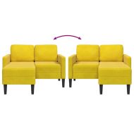 Двуместен диван с шезлонг Г-образен жълт 125 см кадифе