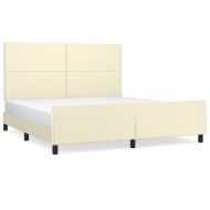 Рамка за легло с табла, кремава, 160x200 см, изкуствена кожа
