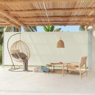 Прибираща се дворна странична тента, 220x600 см, кремава