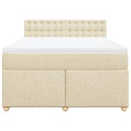 Боксспринг легло с матрак, кремава, 160x200 см, плат