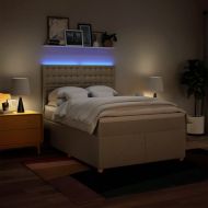 Боксспринг легло с матрак, кремава, 160x200 см, плат