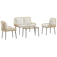 Комплект градинска мебел 4 pcs Кафяво Черно Кремаво