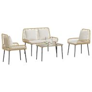 Комплект градинска мебел 4 pcs Кафяво Черно Кремаво