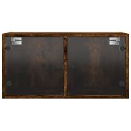 Стенни шкафове със стъклени врати 2 бр опушен дъб 68,5x37x35 см