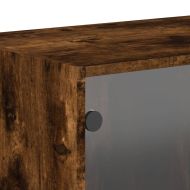 Стенни шкафове със стъклени врати 2 бр опушен дъб 68,5x37x35 см