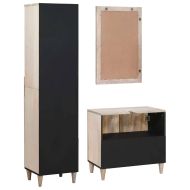 Комплект мебели за баня с врата 3 pcs Бяло мангово дърво масив