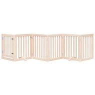 Кучешка порта с врата, сгъваема, 6 панела, 300 см, тополово дърво