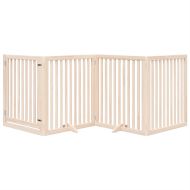 Сгъваема преграда за кучета с врата 4 панела 320 см топола