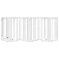 Сгъваема преграда за кучета с врата 6 панела бял 300 см топола