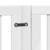 Сгъваема преграда за кучета с врата 6 панела бял 300 см топола