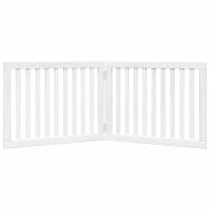 Сгъваема преграда за кучета 2 панела бял 160 см тополово дърво