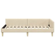 Ъглова рамка за легло с таблото Крем 90 x 200 cm текстил