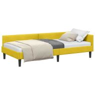 Ъглова рамка за легло с таблото Жълто 90 см x 200 см Кадифе