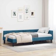 Ъглова рамка за легло с таблото Синьо 100 см x 200 см Кадифе