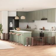 Сгъваема преграда за куче с врата 15 панела кафяв 750 см топола