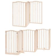 Сгъваема преграда за кучета с врата 9 панела 450 см топола