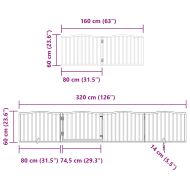 Сгъваема преграда за куче с врата 8 панела черна 640 см топола