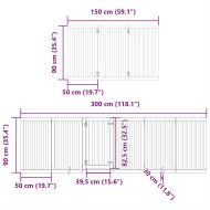 Сгъваема преграда за кучета с врата 9 панела 450 см топола