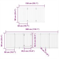 Сгъваема преграда за кучета с врата 12 панела бял 600 см топола