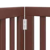 Сгъваема преграда за куче с врата 9 панела кафява 450 см топола