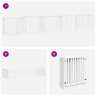 Сгъваема преграда за кучета с врата 10 панела бял 800 см топола