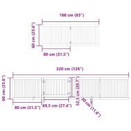 Сгъваема преграда за куче с врата 6 панела черна 480 см топола
