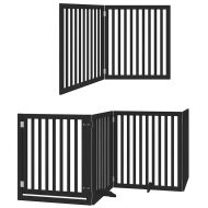 Сгъваема преграда за куче с врата 6 панела черна 480 см топола