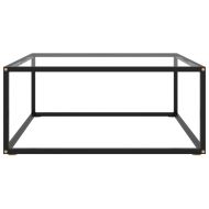 Кафе маса, черна, със закалено стъкло, 80x80x35 см