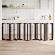 Сгъваема преграда за куче с врата 6 панела 300 см топола