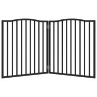 Сгъваема преграда за кучета 2 панела черна 160 см топола