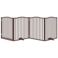 Сгъваема преграда за куче с врата 4 панела 320 см топола