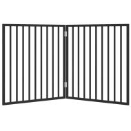 Сгъваема порта за кучета, 2 панела, черна, 160 см, тополово дърво