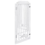Кучешка порта с врата, сгъваема, 6 панела, бяла, 300 см, тополово дърво