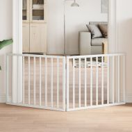 Сгъваема порта за кучета, 2 панела, бяла, 160 см, тополово дърво