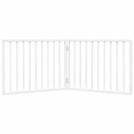 Сгъваема порта за кучета, 2 панела, бяла, 160 см, тополово дърво
