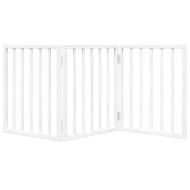 Сгъваема преграда за кучета 3 панела бял 150 см тополово дърво