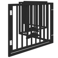 Сгъваема преграда за куче с врата 4 панела черна 320 см топола